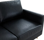 Modern mid-century upholstered black leather sofa with gold frame by Leisure Mod additional picture 4