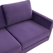 Modern mid-century upholstered purple velvet sofa with gold frame by Leisure Mod additional picture 4