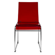 Chrome-finished steel frame and transparent red seat dining chair/ set of 2 by Leisure Mod additional picture 2