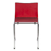 Chrome-finished steel frame and transparent red seat dining chair/ set of 2 by Leisure Mod additional picture 4