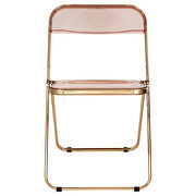 Rose pink transparent acrylic seat and gold chrome frame dining chair/ set of 2 by Leisure Mod additional picture 3