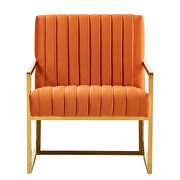 Orange marmalade soft tufted velvet fabric accent chair by Leisure Mod additional picture 3