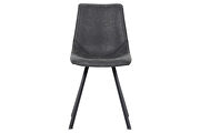 Charcoal leather dining chair with black metal legs/ set of 2 by Leisure Mod additional picture 2