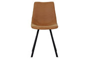 Light brown leather dining chair with black metal legs/ set of 2 by Leisure Mod additional picture 2