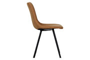 Light brown leather dining chair with black metal legs/ set of 2 by Leisure Mod additional picture 3