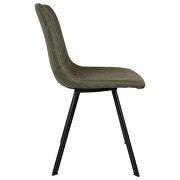 Olive green leather dining chair with black metal legs/ set of 2 by Leisure Mod additional picture 3