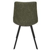 Olive green leather dining chair with black metal legs/ set of 2 by Leisure Mod additional picture 4