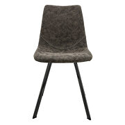 Gray leather dining chair with black metal legs/ set of 2 by Leisure Mod additional picture 2