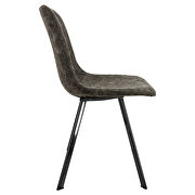Gray leather dining chair with black metal legs/ set of 2 by Leisure Mod additional picture 3