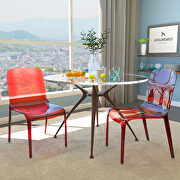 Red strong plastic material dining chair/ set of 2 by Leisure Mod additional picture 2