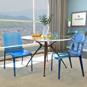 Transparent blue strong plastic material dining chair/ set of 2 by Leisure Mod additional picture 2