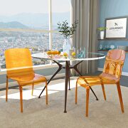 Transparent orange strong plastic material dining chair/ set of 2 by Leisure Mod additional picture 2