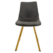 Charcoal leather dining chair with gold metal legs/ set of 2 by Leisure Mod additional picture 2