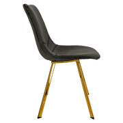 Charcoal leather dining chair with gold metal legs/ set of 2 by Leisure Mod additional picture 3