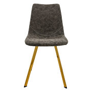 Gray leather dining chair with gold metal legs/ set of 2 by Leisure Mod additional picture 2