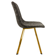 Gray leather dining chair with gold metal legs/ set of 2 by Leisure Mod additional picture 3