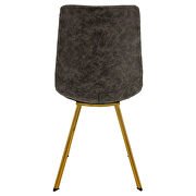 Gray leather dining chair with gold metal legs/ set of 2 by Leisure Mod additional picture 4