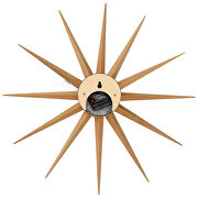 Natural wood metal star silent non-ticking wall clock by Leisure Mod additional picture 4