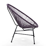 Purple finish 3 piece outdoor lounge patio chairs with glass top table by Leisure Mod additional picture 3