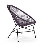 Purple finish 3 piece outdoor lounge patio chairs with glass top table by Leisure Mod additional picture 4