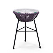 Purple finish 3 piece outdoor lounge patio chairs with glass top table by Leisure Mod additional picture 5