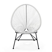White finish 3 piece outdoor lounge patio chairs with glass top table by Leisure Mod additional picture 3