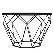 Tempered glass top and black geometric base coffee table by Leisure Mod additional picture 2