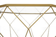 Tempered glass top and gold geometric base coffee table by Leisure Mod additional picture 3