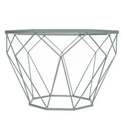 Tempered glass top and gray geometric base coffee table by Leisure Mod additional picture 2