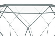 Tempered glass top and gray geometric base coffee table by Leisure Mod additional picture 3