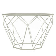 Tempered glass top and white geometric base coffee table by Leisure Mod additional picture 2