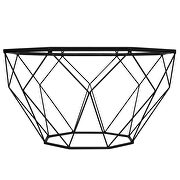 Tempered glass top and geometric black metal base coffee table by Leisure Mod additional picture 2