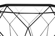 Tempered glass top and geometric black metal base coffee table by Leisure Mod additional picture 3
