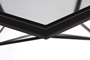 Tempered glass top and geometric black metal base coffee table by Leisure Mod additional picture 5