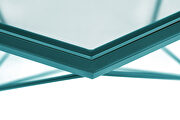 Tempered glass top and geometric blue metal base coffee table by Leisure Mod additional picture 5