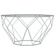Tempered glass top and geometric gray metal base coffee table by Leisure Mod additional picture 2