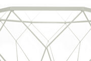 Tempered glass top and geometric white metal base coffee table by Leisure Mod additional picture 3