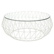 Tempered glass top and white metal base coffee table by Leisure Mod additional picture 2