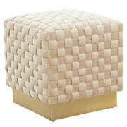 Beige velvet modern square ottoman by Leisure Mod additional picture 2