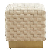 Beige velvet modern square ottoman by Leisure Mod additional picture 3