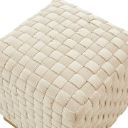 Beige velvet modern square ottoman by Leisure Mod additional picture 4