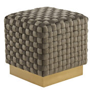 Dark gray velvet modern square ottoman by Leisure Mod additional picture 2