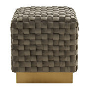 Dark gray velvet modern square ottoman by Leisure Mod additional picture 3