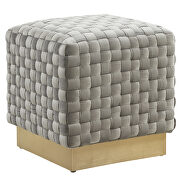 Light gray velvet modern square ottoman by Leisure Mod additional picture 2
