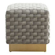Light gray velvet modern square ottoman by Leisure Mod additional picture 3