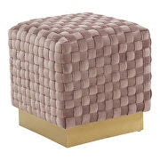 Pink velvet modern square ottoman by Leisure Mod additional picture 2