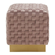 Pink velvet modern square ottoman by Leisure Mod additional picture 3