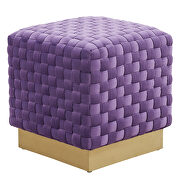 Purple velvet modern square ottoman by Leisure Mod additional picture 2