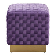 Purple velvet modern square ottoman by Leisure Mod additional picture 3