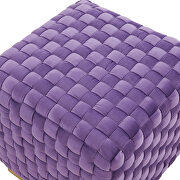 Purple velvet modern square ottoman by Leisure Mod additional picture 4